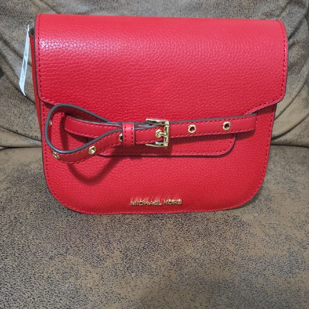 Michael Kors Red Leather Crossbody Bag